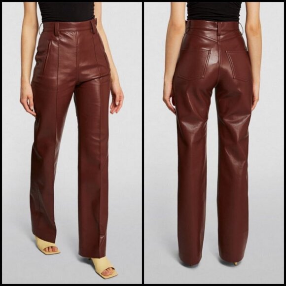 💕NANUSHKA💕 Regenerated Leather Pants - Mahogany Brown Medium M NWT - Picture 9 of 16